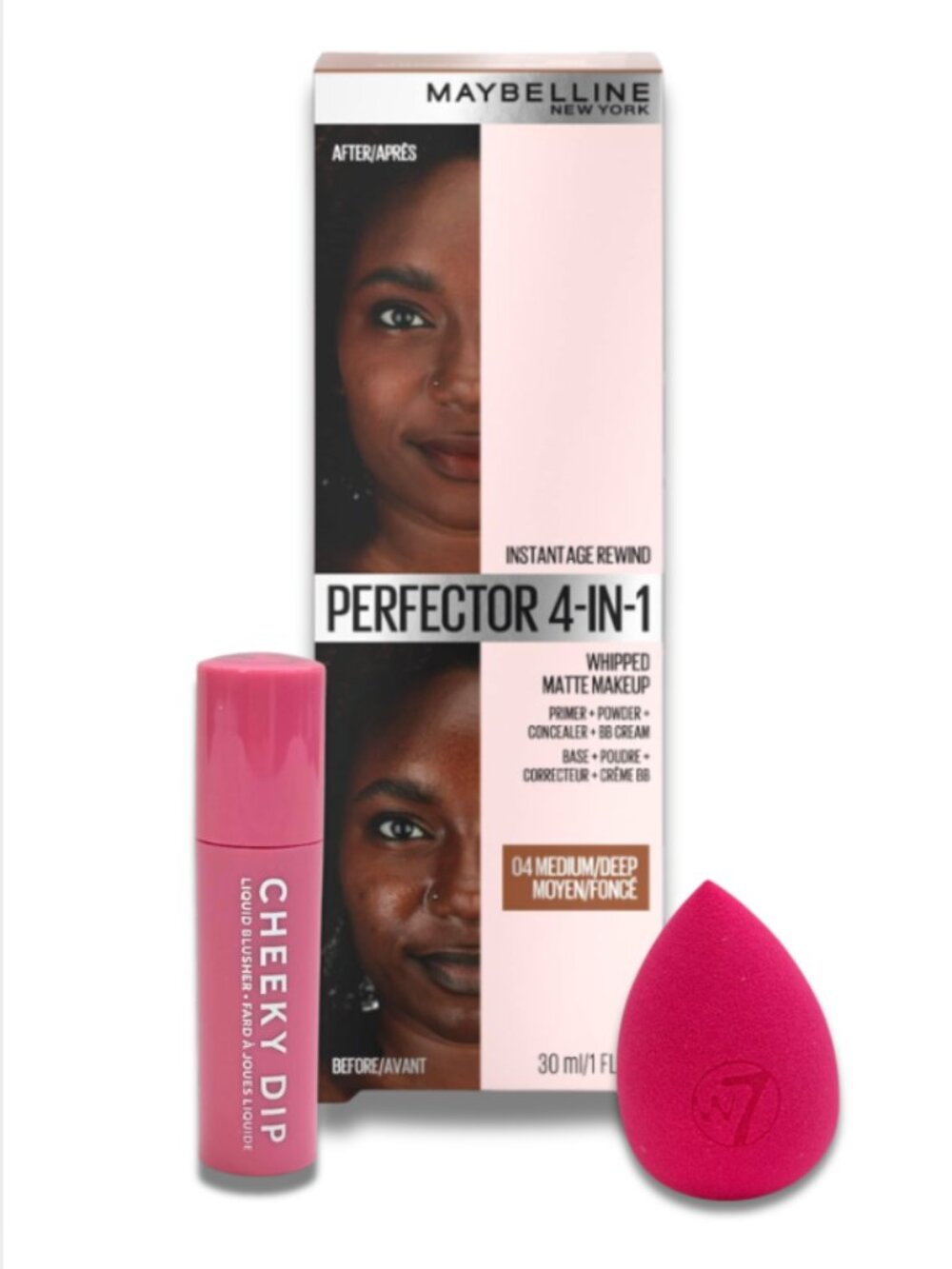 Maybelline Perfector 4-in-1 + W7 Cheeky Dip Blush Mini & W7 Small Blender NEW